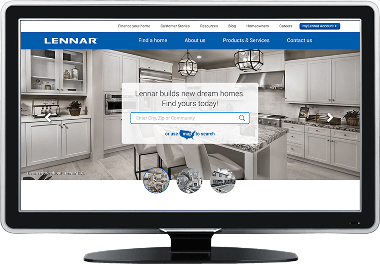 Lennar Homes website screenshot